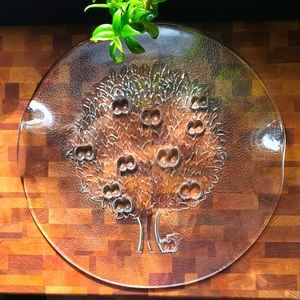 Vintage textured glass apple tree serving platter